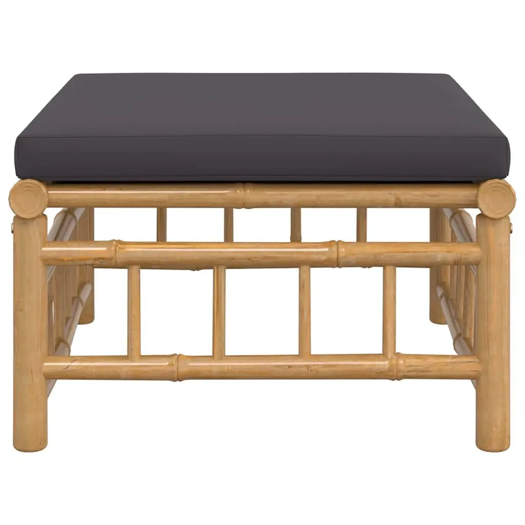 Garden Footstool Bamboo Frame Grey Cushion Modular Outdoor Seating