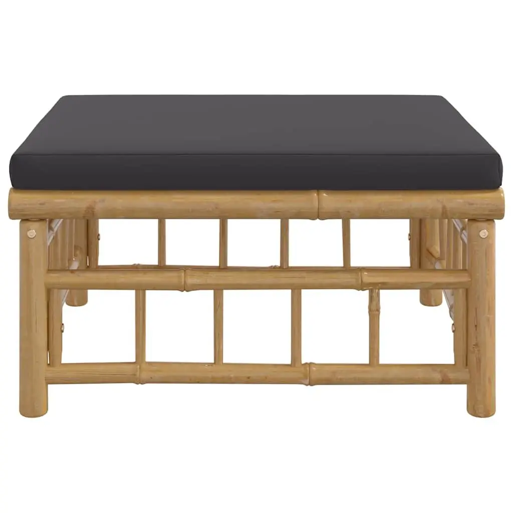 Garden Footstool Bamboo Frame Grey Cushion Modular Outdoor Seating