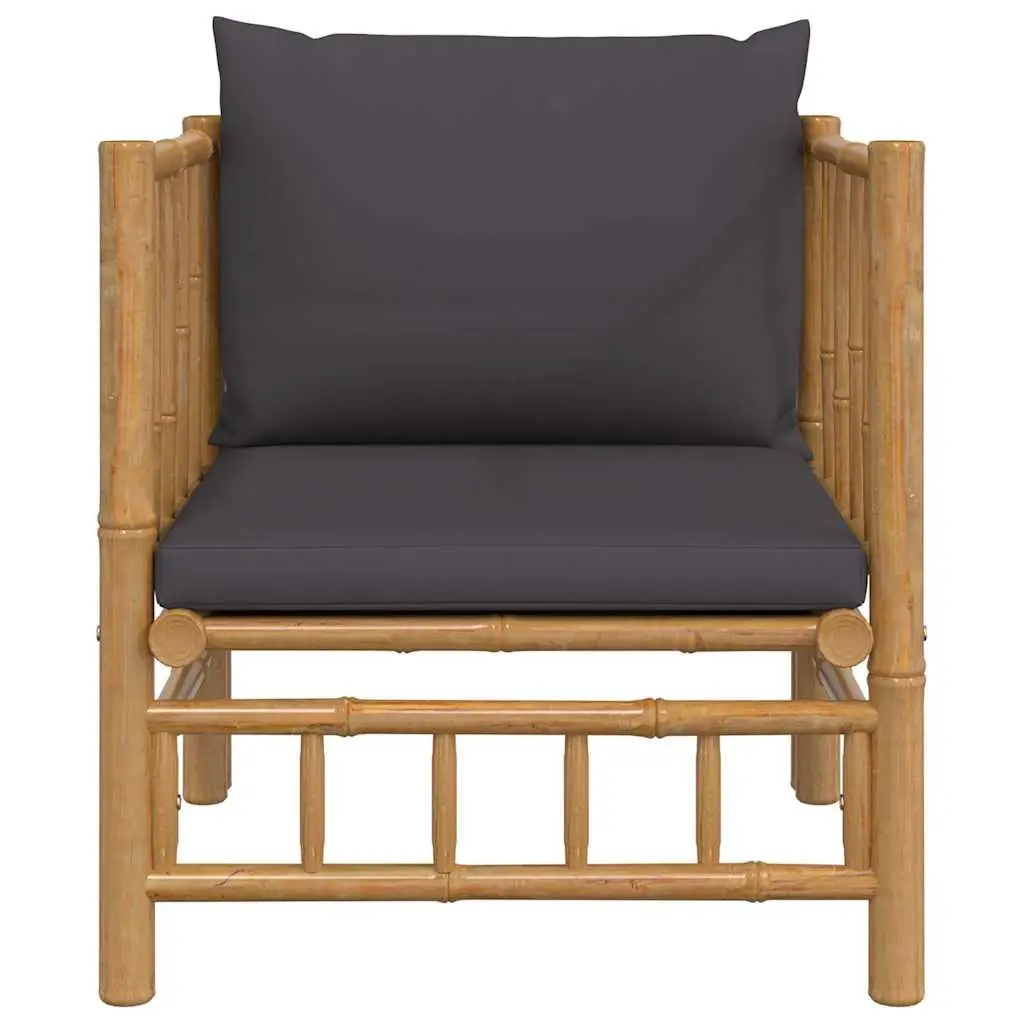 Outdoor Sectional Sofa Bamboo Modular Grey Cushions
