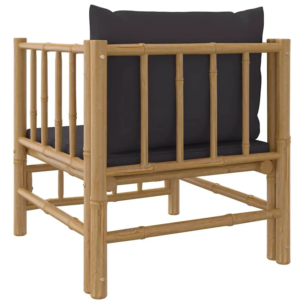 Outdoor Sectional Sofa Bamboo Modular Grey Cushions