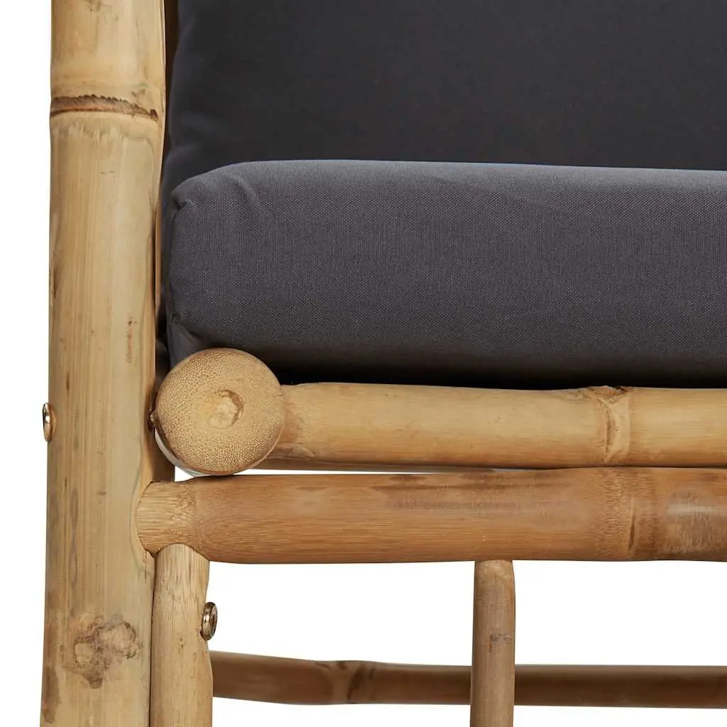 Outdoor Sectional Sofa Bamboo Modular Grey Cushions