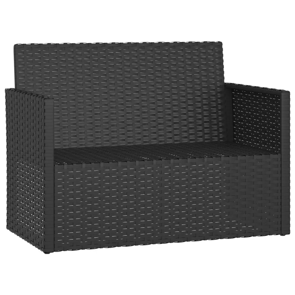 Outdoor Seating Bench Poly Rattan Black 105cm with Cushions