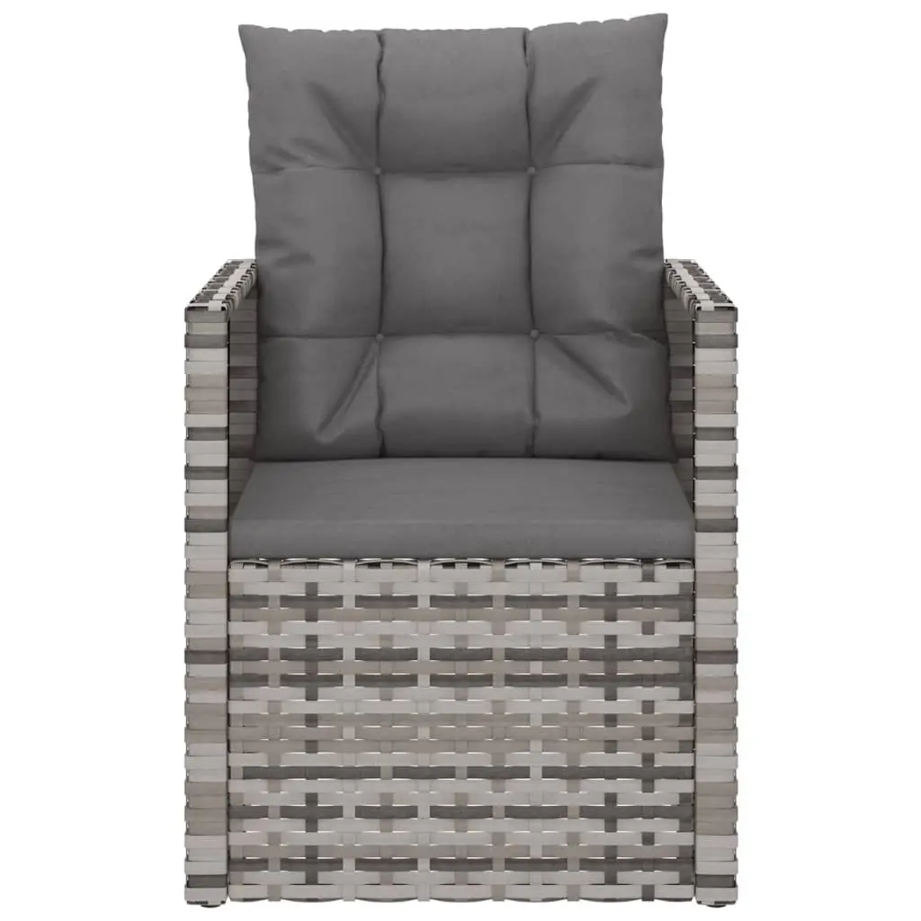 Outdoor Armchair Cushioned Seating Grey Poly Rattan Steel Frame for Garden Patio