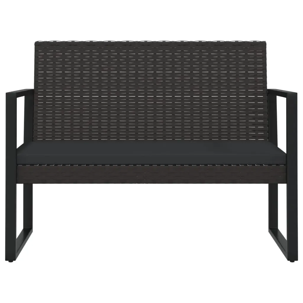 Outdoor Garden Bench Black 106cm Poly Rattan with Cushions Weather Resistant Seating