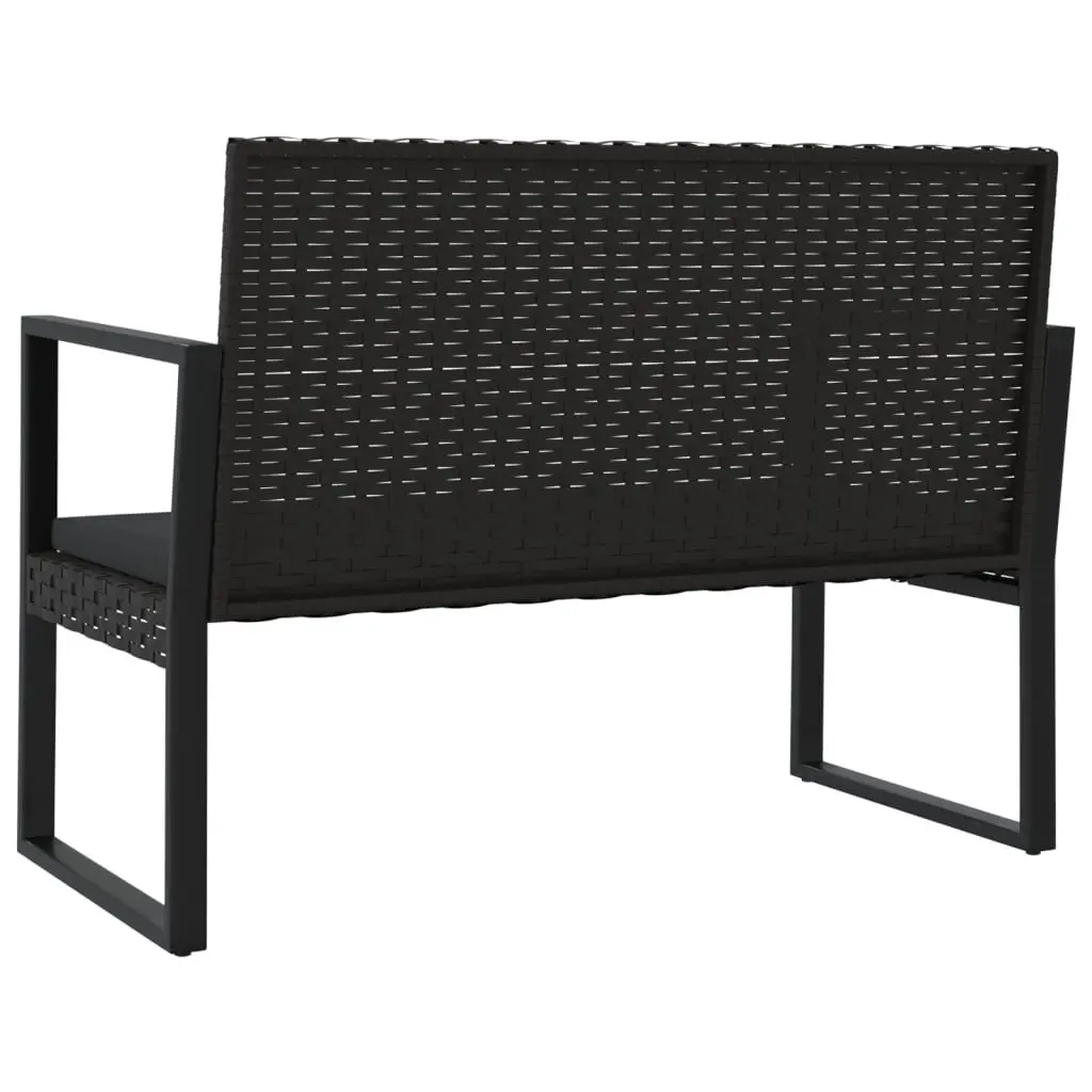 Outdoor Garden Bench Black 106cm Poly Rattan with Cushions Weather Resistant Seating