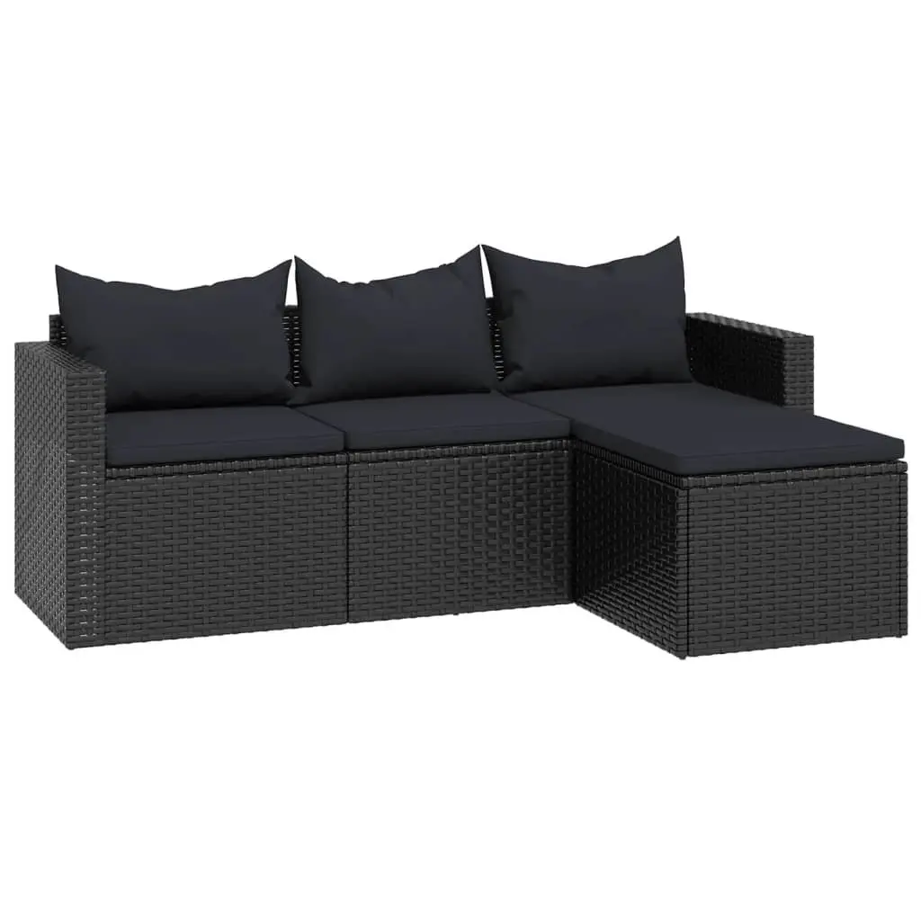 Outdoor Lounge Set Poly Rattan Modular Black
