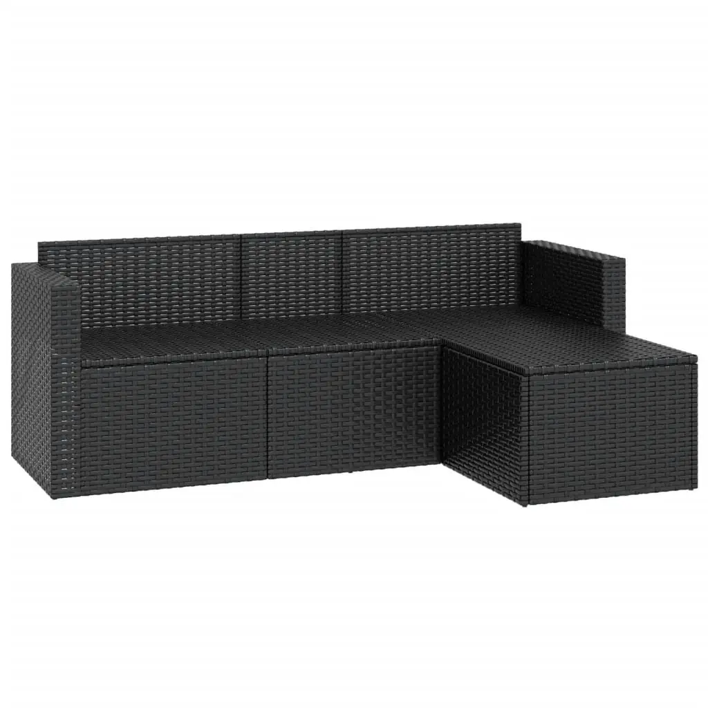 Outdoor Lounge Set Poly Rattan Modular Black
