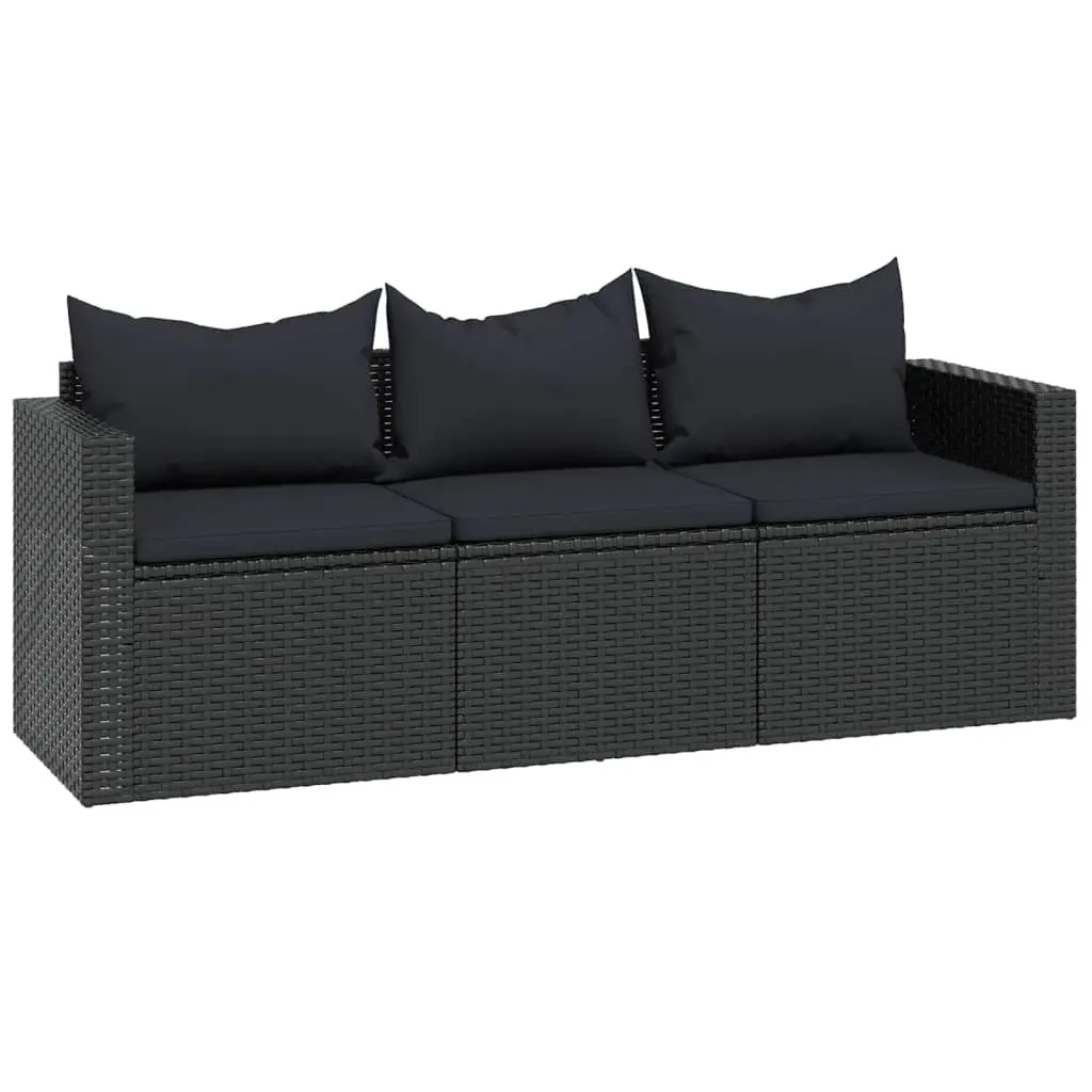 Outdoor Lounge Set Poly Rattan Modular Black