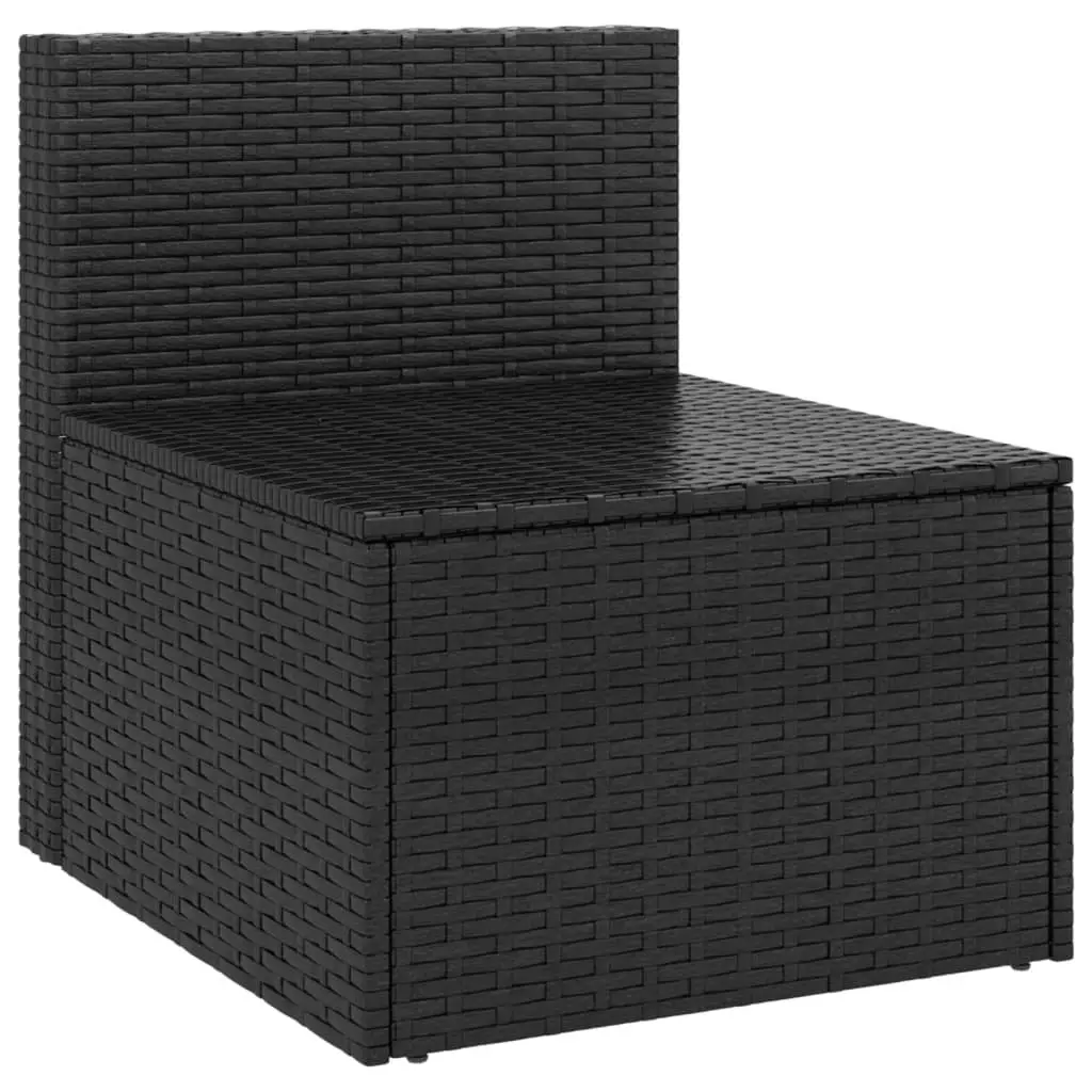 Outdoor Middle Sofas 2pcs Black Garden Seating Set Cushions Rattan Sectional