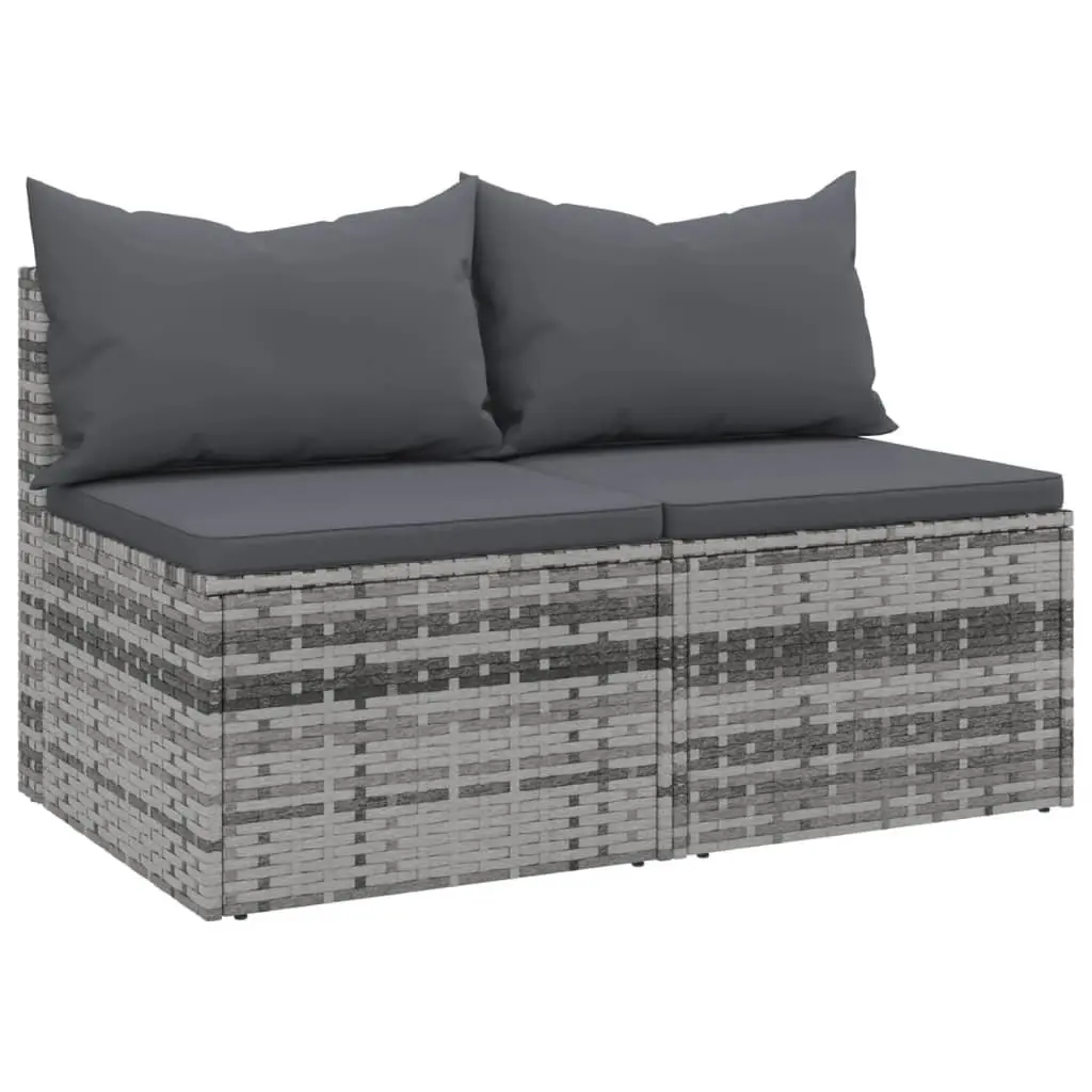 Outdoor Garden Middle Sofas Set Poly Rattan 2 Piece Grey