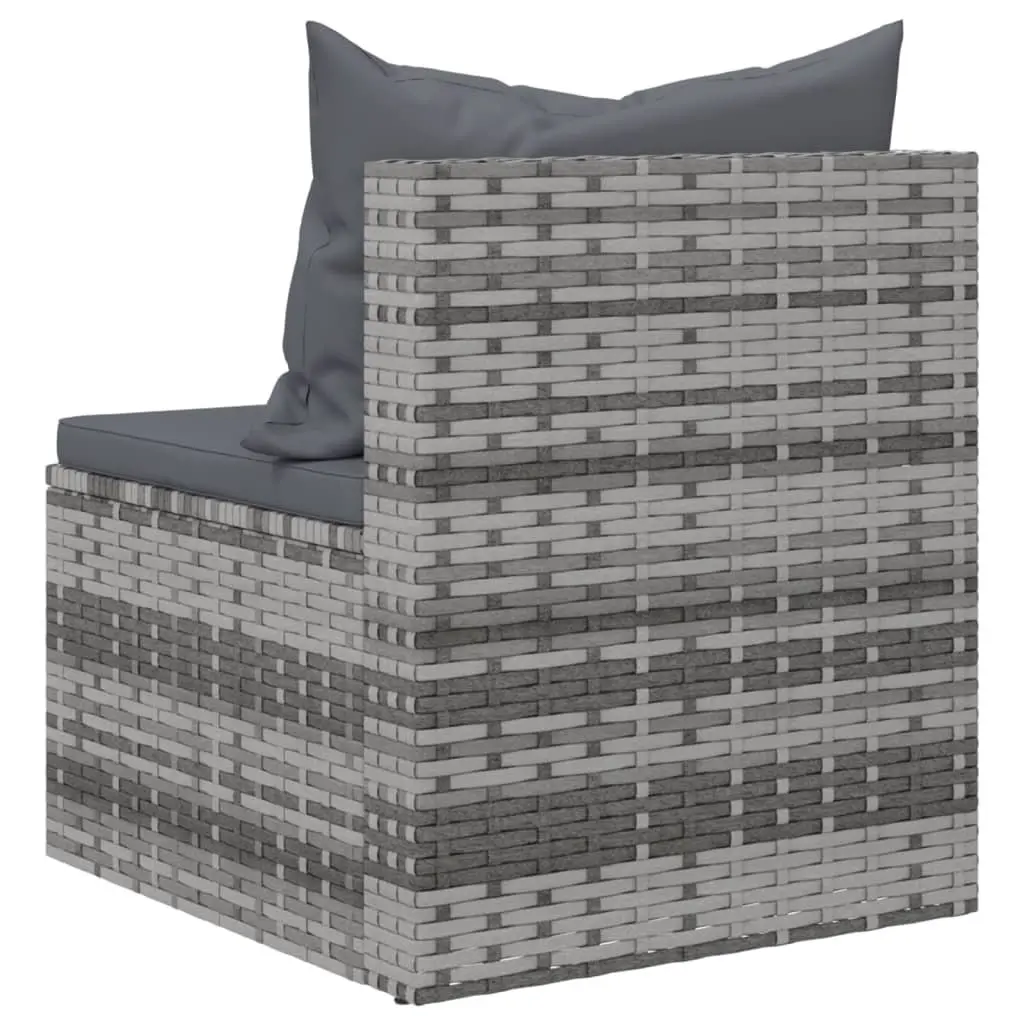 Outdoor Garden Middle Sofas Set Poly Rattan 2 Piece Grey