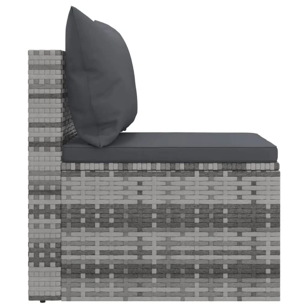 Outdoor Garden Middle Sofas Set Poly Rattan 2 Piece Grey