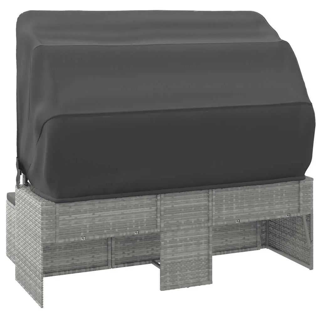 3-Seater Garden Sofa with Adjustable Roof and Footstool Grey