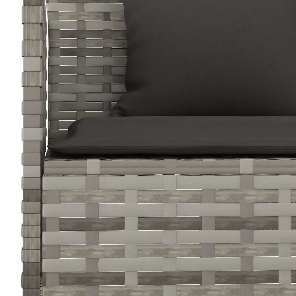 Garden Dining Set PE Rattan Steel Frame 2 Piece Outdoor Furniture Grey with Cushions