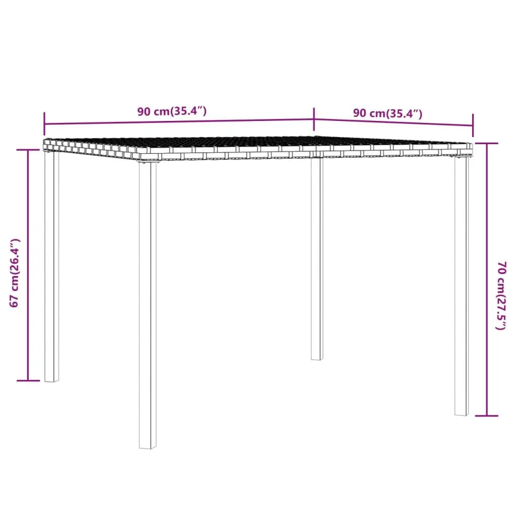 Garden Dining Set PE Rattan Steel Frame 2 Piece Outdoor Furniture Grey with Cushions