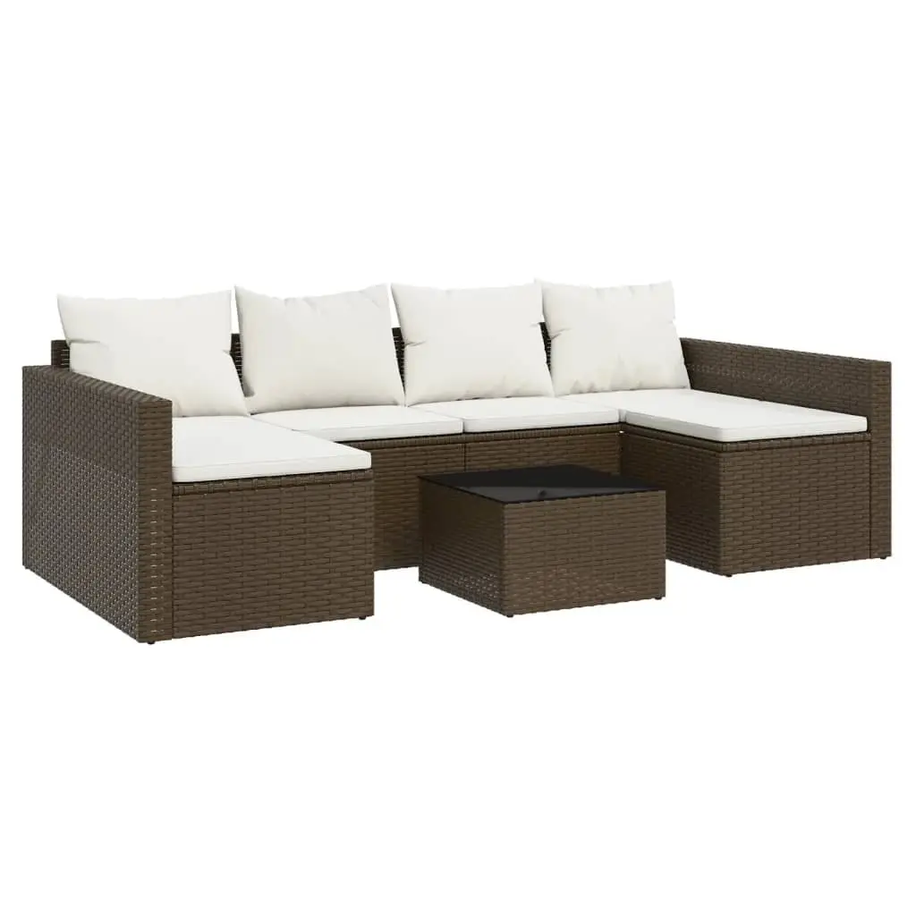 Garden Lounge Set 2 Piece Poly Rattan Outdoor Furniture Brown with Cushions