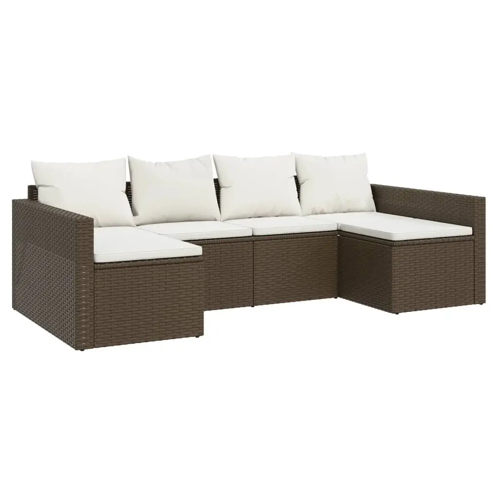 Garden Lounge Set 2 Piece Poly Rattan Outdoor Furniture Brown with Cushions