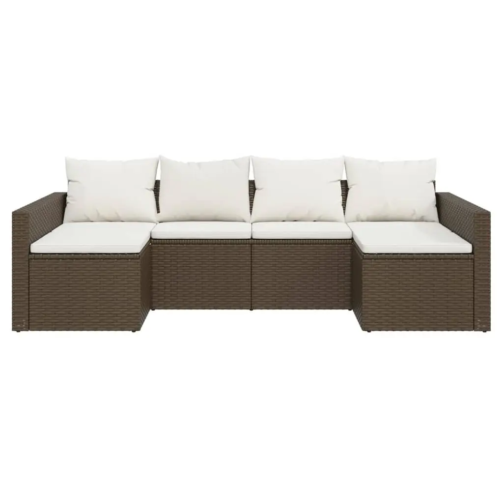 Garden Lounge Set 2 Piece Poly Rattan Outdoor Furniture Brown with Cushions