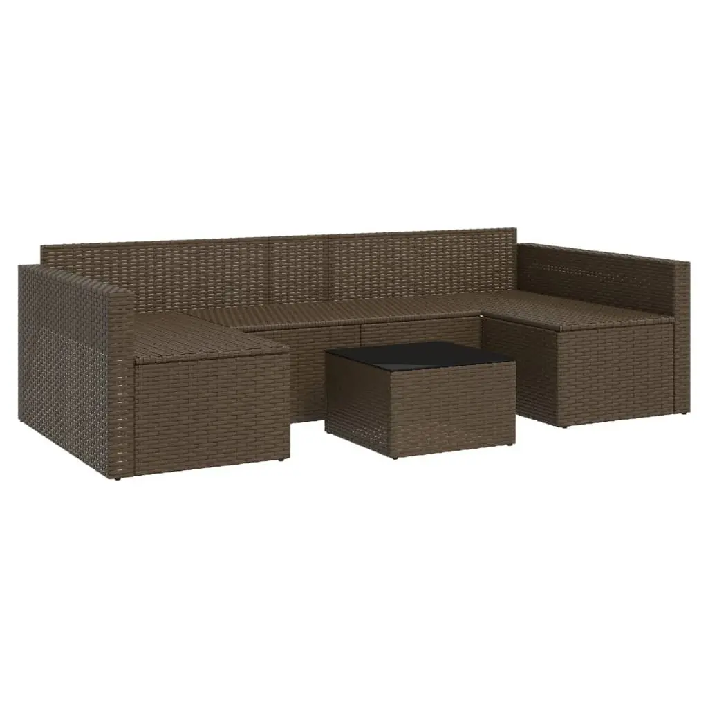 Garden Lounge Set 2 Piece Poly Rattan Outdoor Furniture Brown with Cushions