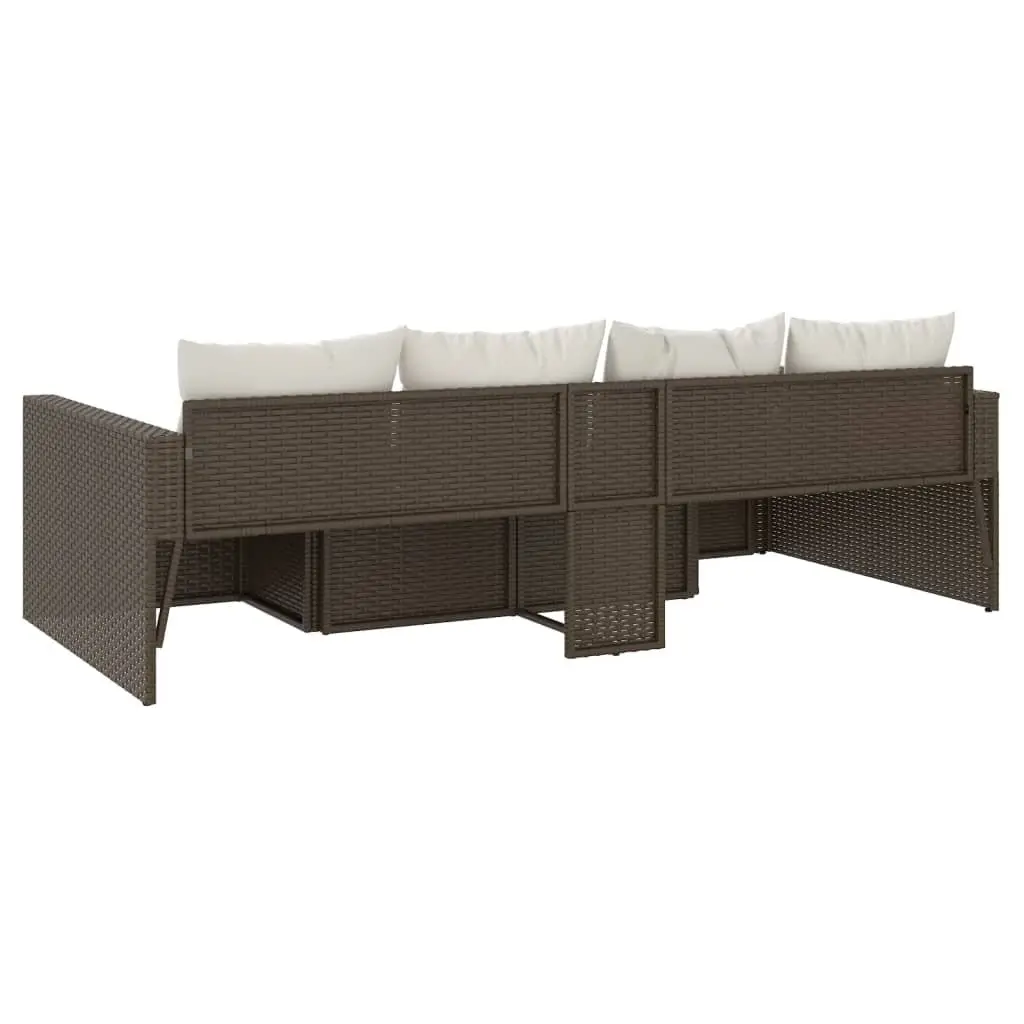 Garden Lounge Set 2 Piece Poly Rattan Outdoor Furniture Brown with Cushions