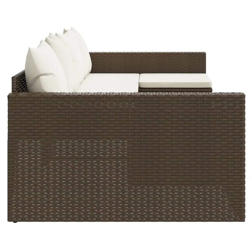 Garden Lounge Set 2 Piece Poly Rattan Outdoor Furniture Brown with Cushions