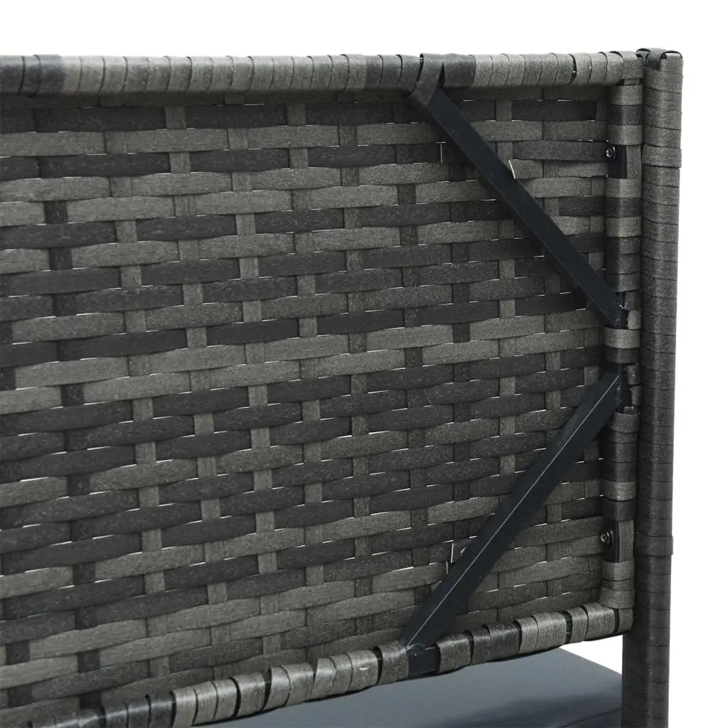 L-Shaped Garden Sofa Set with Table Grey Poly Rattan Outdoor Furniture