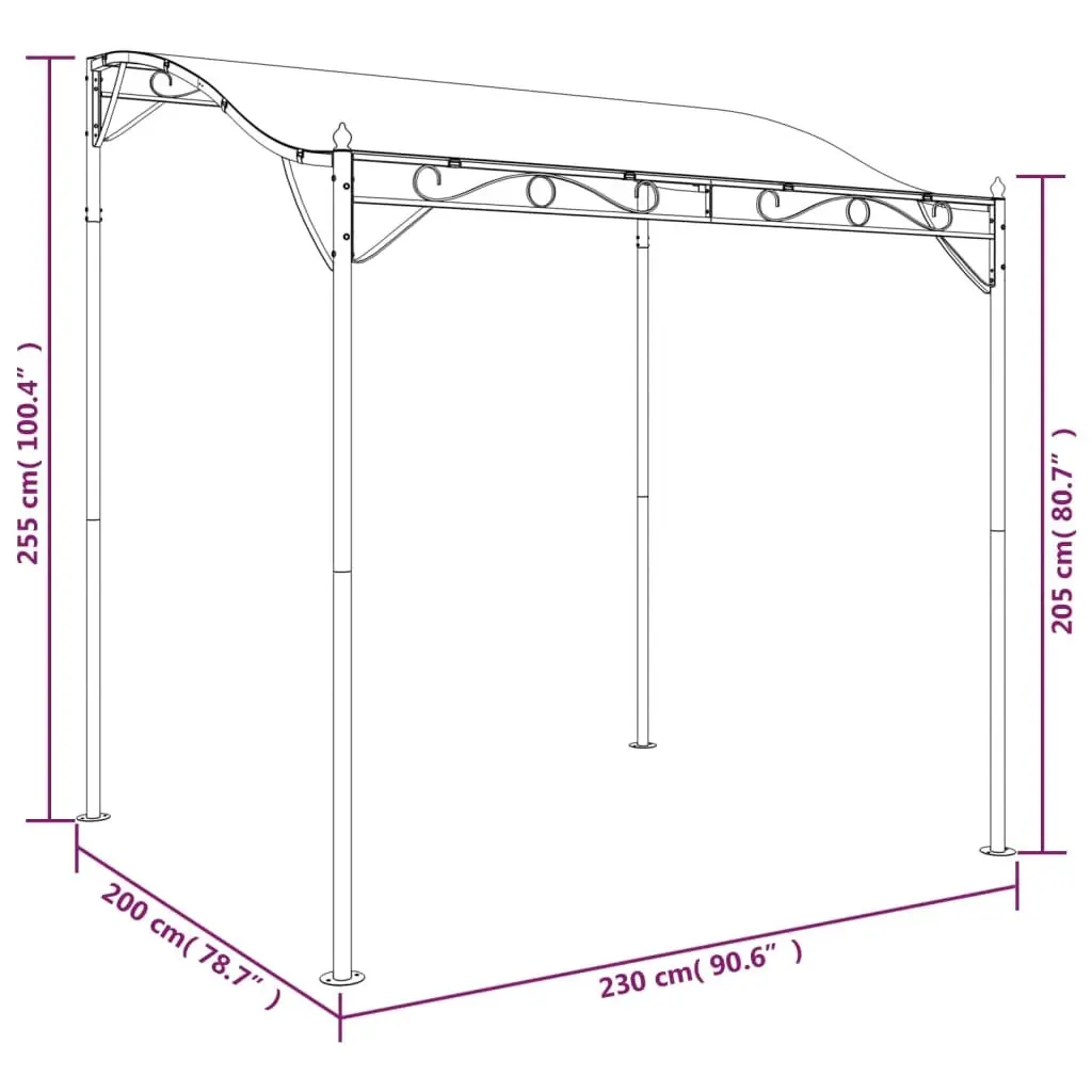 Canopy Outdoor Gazebo Tent Steel Frame Cream 2x2.3m Curved Top