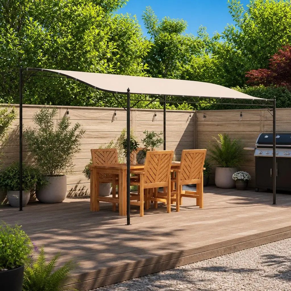 Garden Canopy Polyester 4x3m Cream Outdoor Gazebo Tent Patio Shelter
