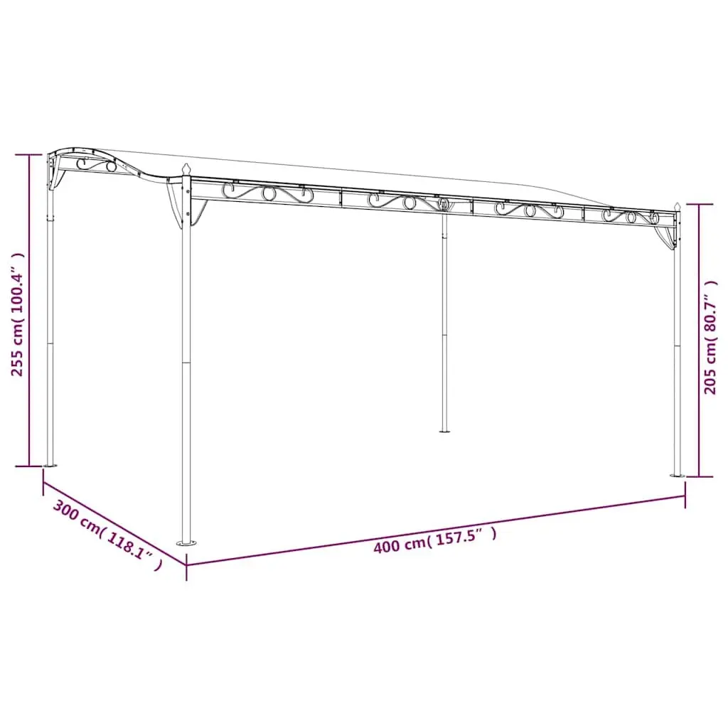 Garden Canopy Polyester 4x3m Cream Outdoor Gazebo Tent Patio Shelter