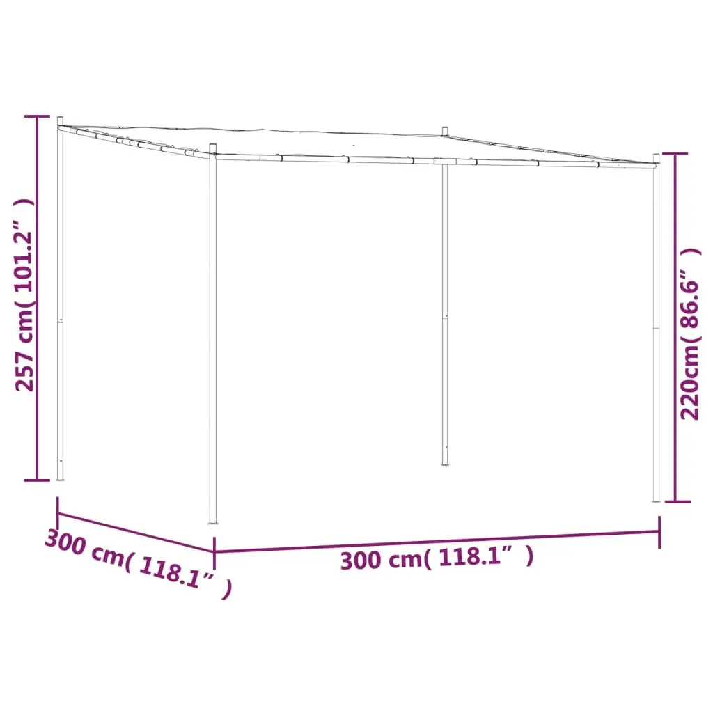 Outdoor Canopy Polyester Waterproof 3x3 m Beige Steel Frame Gazebo Garden Patio