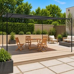 Gazebo Anthracite 4x4 m Outdoor Canopy Water-Resistant Polyester Steel Frame