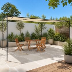 4x4 m Beige Gazebo for Garden and Patio Use