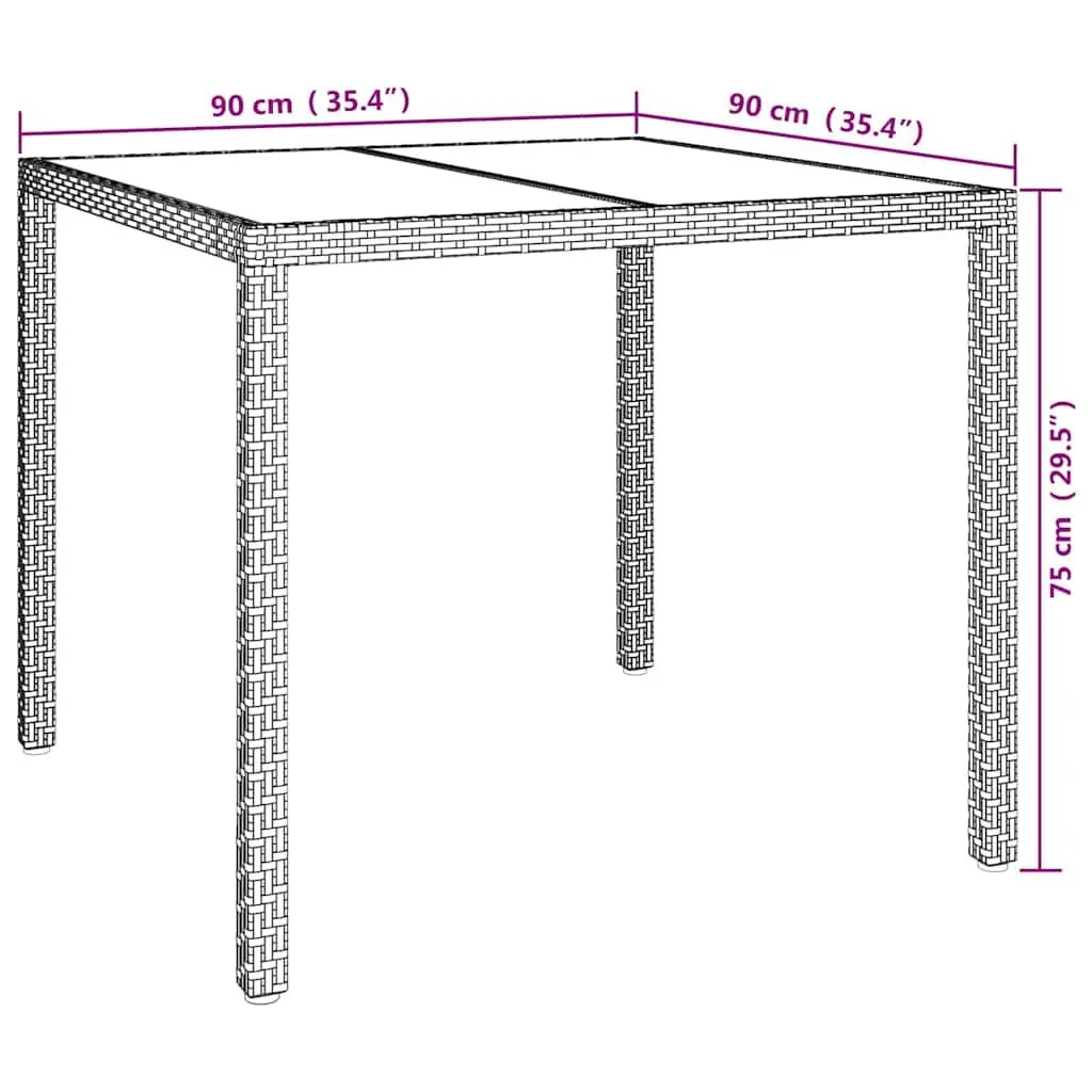 90x90x75cm Brown Garden Table for Outdoor Use