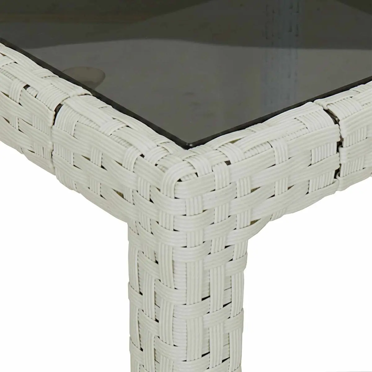 Garden Dining Table Poly Rattan 90x90x75cm White Modern