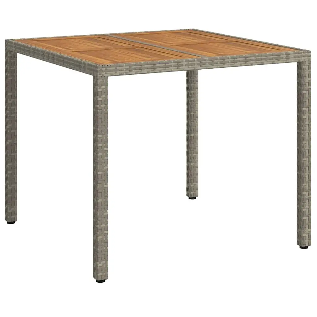 Garden Table Grey 90 x 90 x 75 cm Poly Rattan Outdoor Dining Furniture