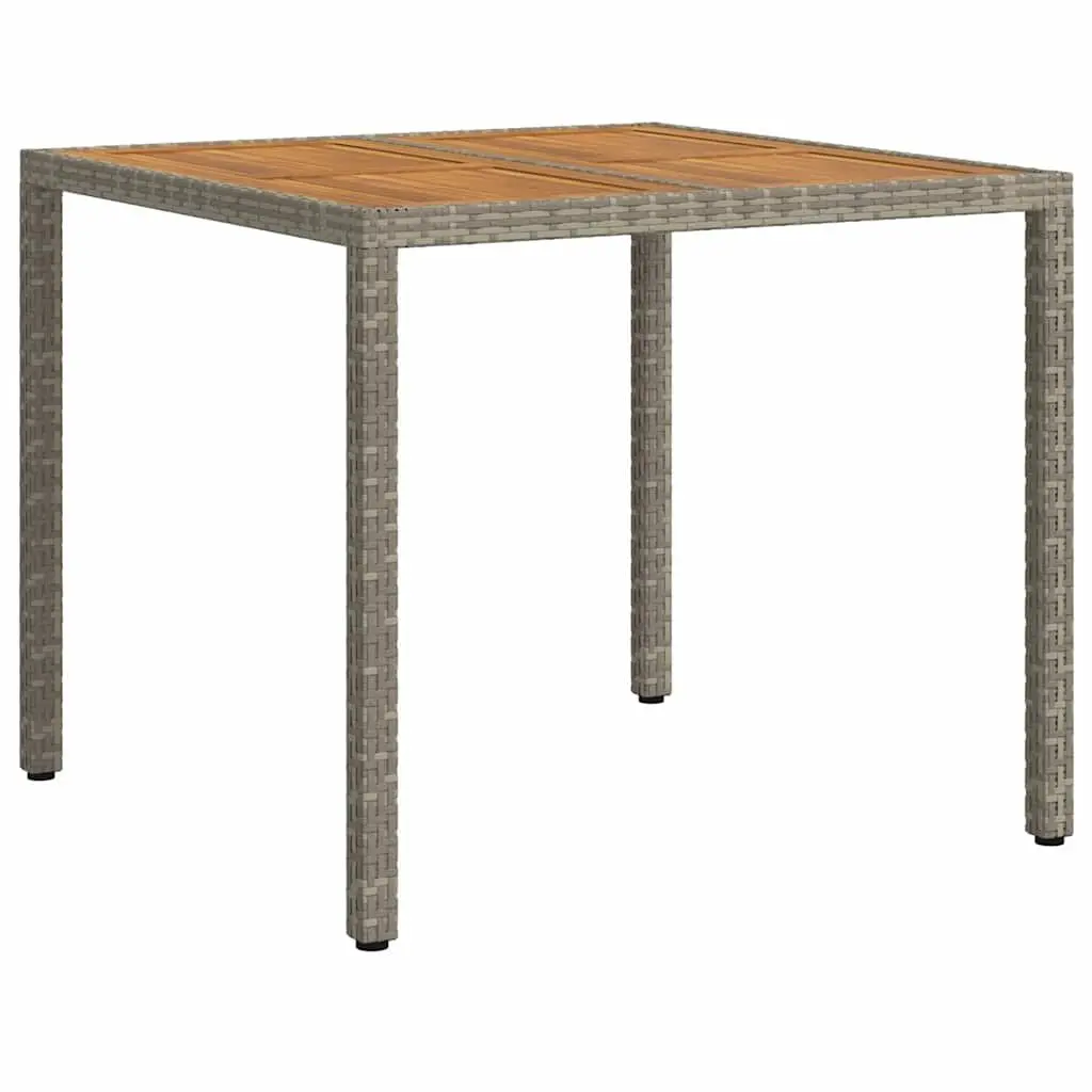 Garden Table Grey 90 x 90 x 75 cm Poly Rattan Outdoor Dining Furniture