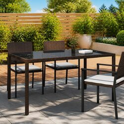 Practical Brown Poly Rattan Dining Table 150x90x75cm