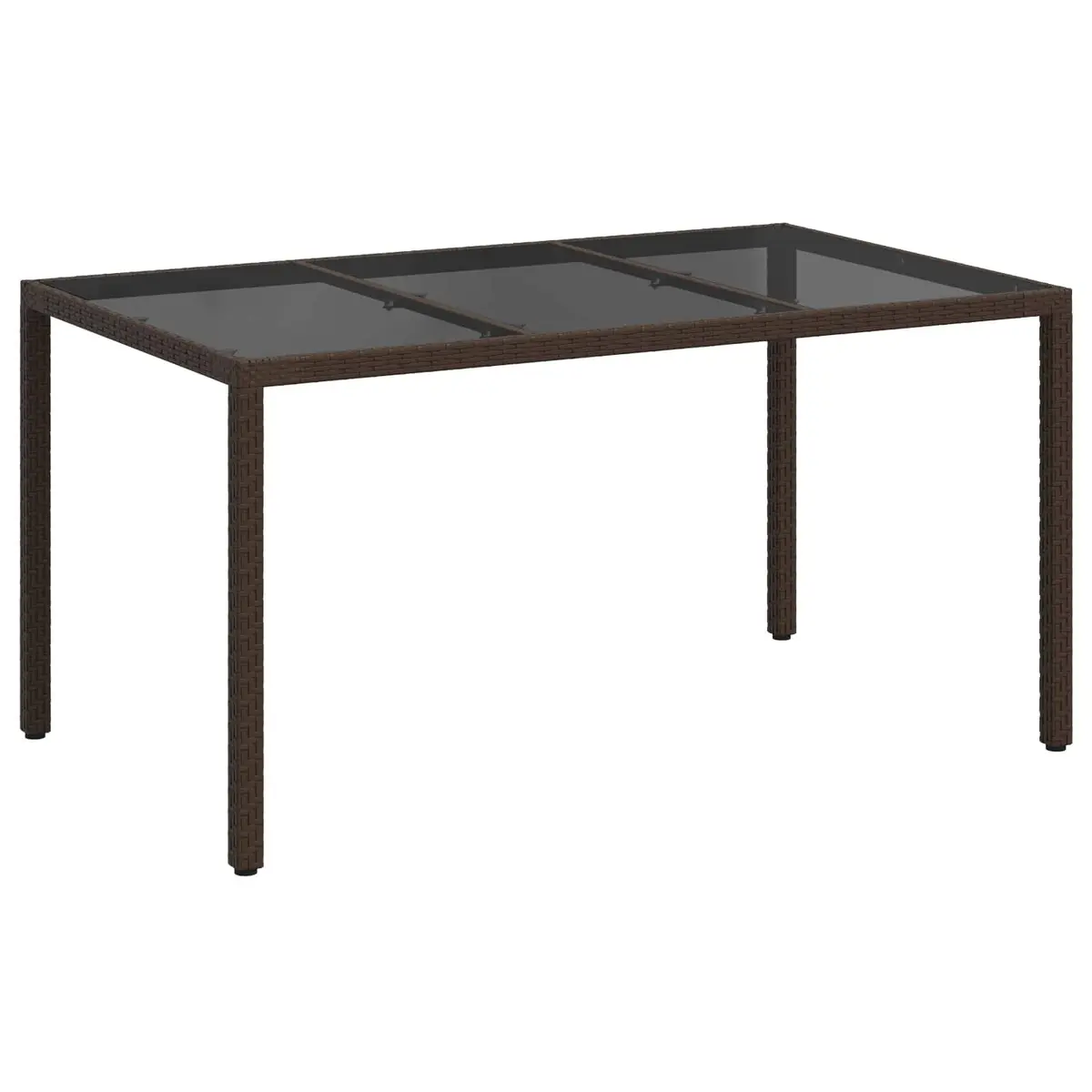 Garden Dining Table Poly Rattan Brown 150x90x75cm Outdoor Furniture