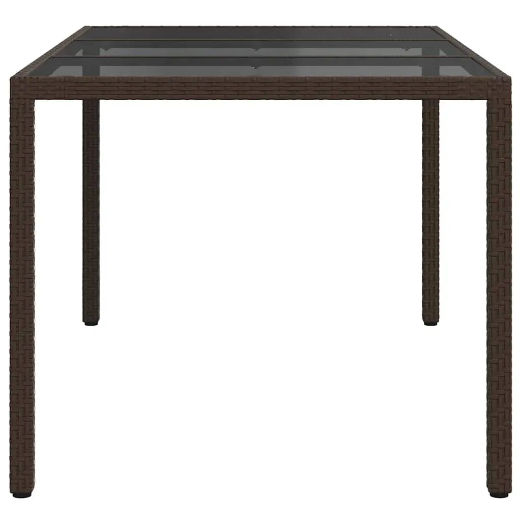 Garden Dining Table Poly Rattan Brown 150x90x75cm Outdoor Furniture