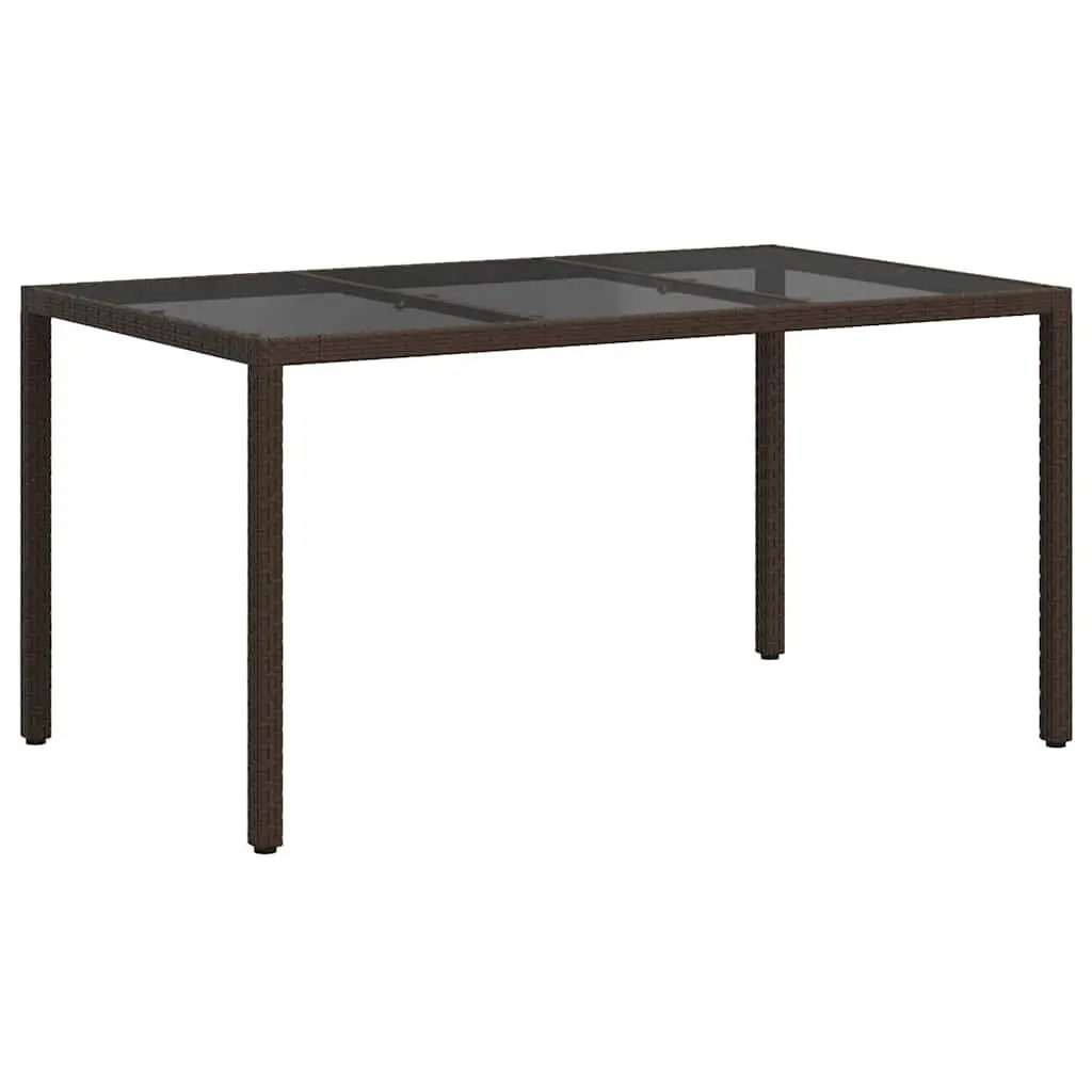 Garden Dining Table Poly Rattan Brown 150x90x75cm Outdoor Furniture