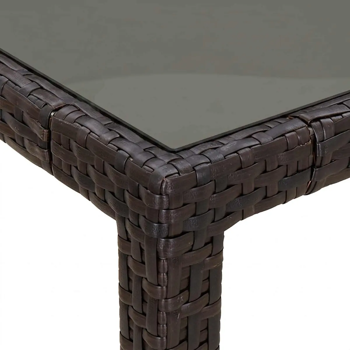 Garden Dining Table Poly Rattan Brown 150x90x75cm Outdoor Furniture