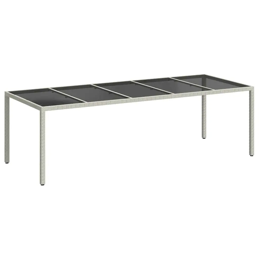 Outdoor Patio Dining Table White 250x100x75cm Tempered Glass Poly Rattan Construction