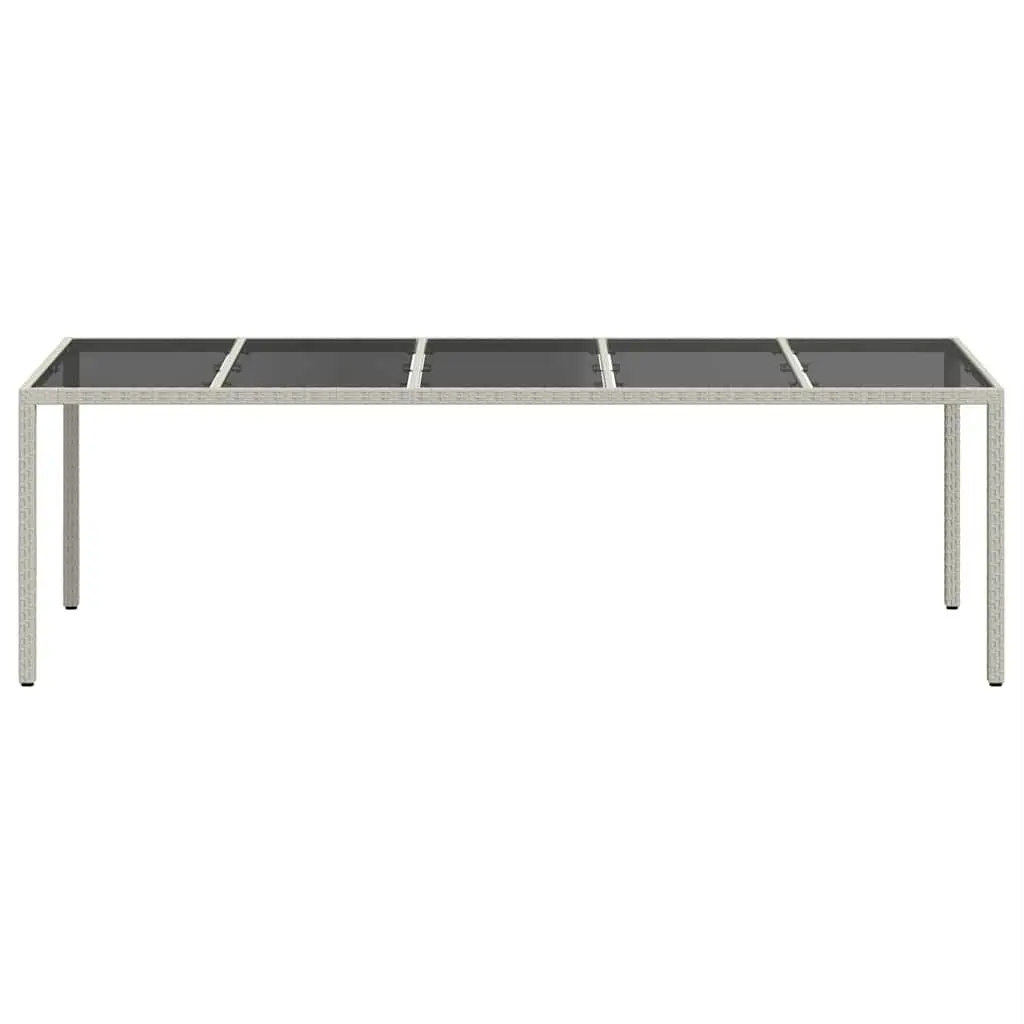 Outdoor Patio Dining Table White 250x100x75cm Tempered Glass Poly Rattan Construction