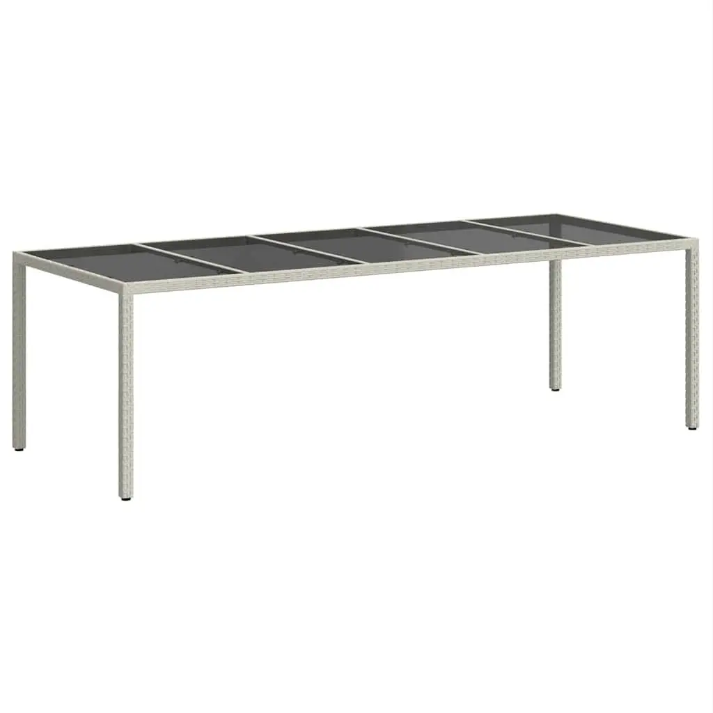 Outdoor Patio Dining Table White 250x100x75cm Tempered Glass Poly Rattan Construction