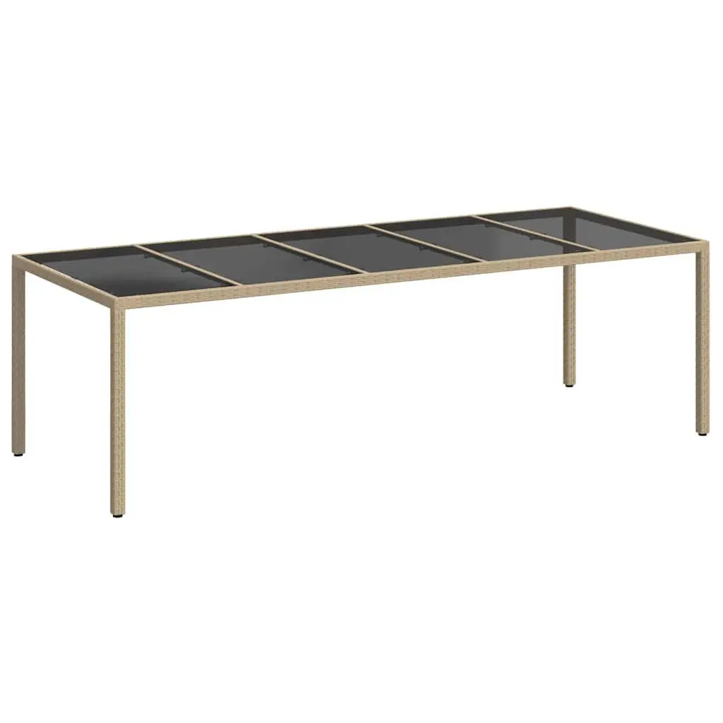 Garden Dining Table Poly Rattan Steel Frame 250x100x75cm Beige