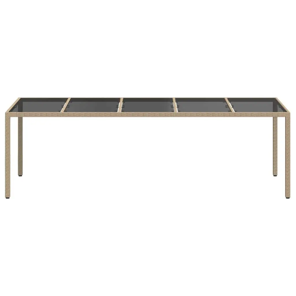 Garden Dining Table Poly Rattan Steel Frame 250x100x75cm Beige