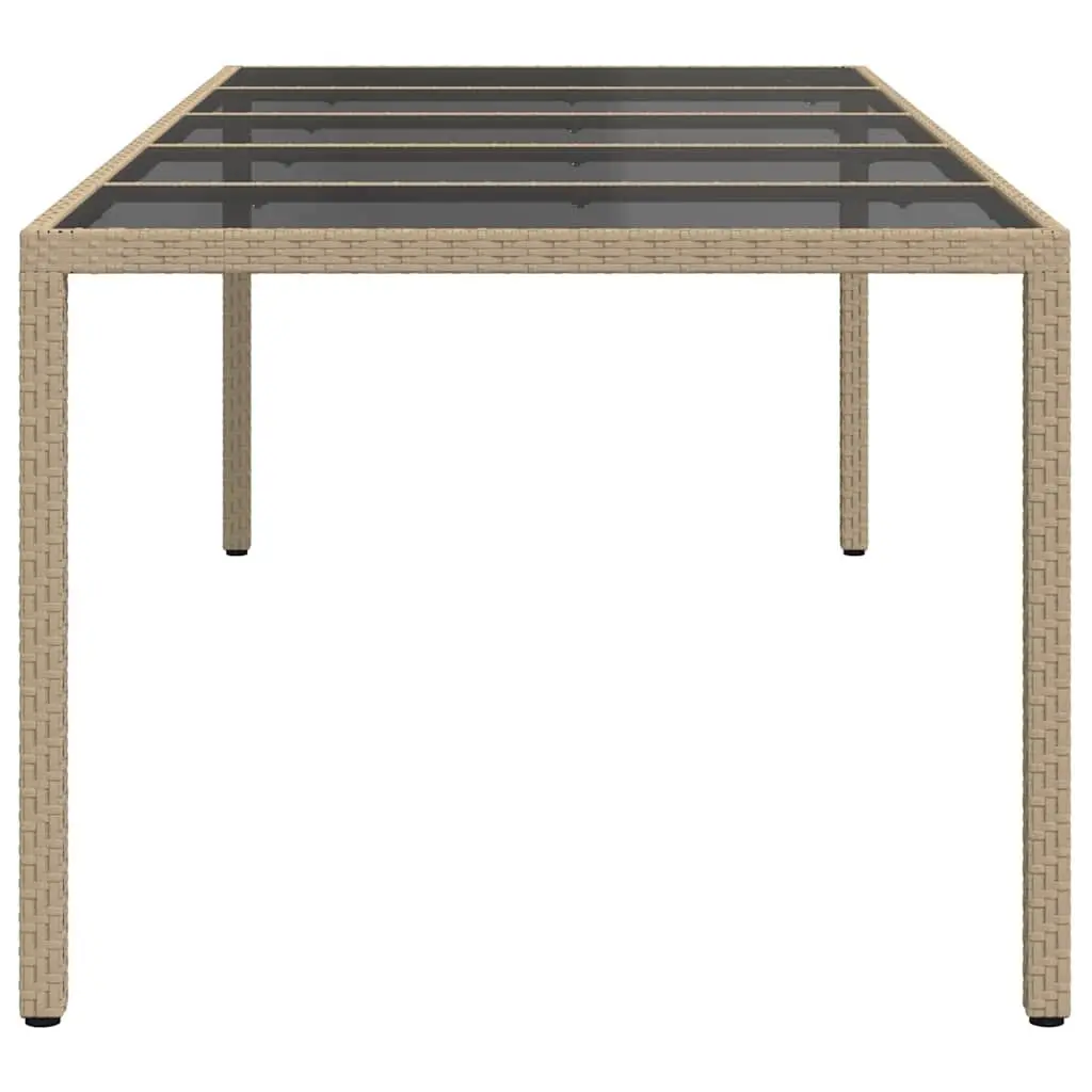 Garden Dining Table Poly Rattan Steel Frame 250x100x75cm Beige