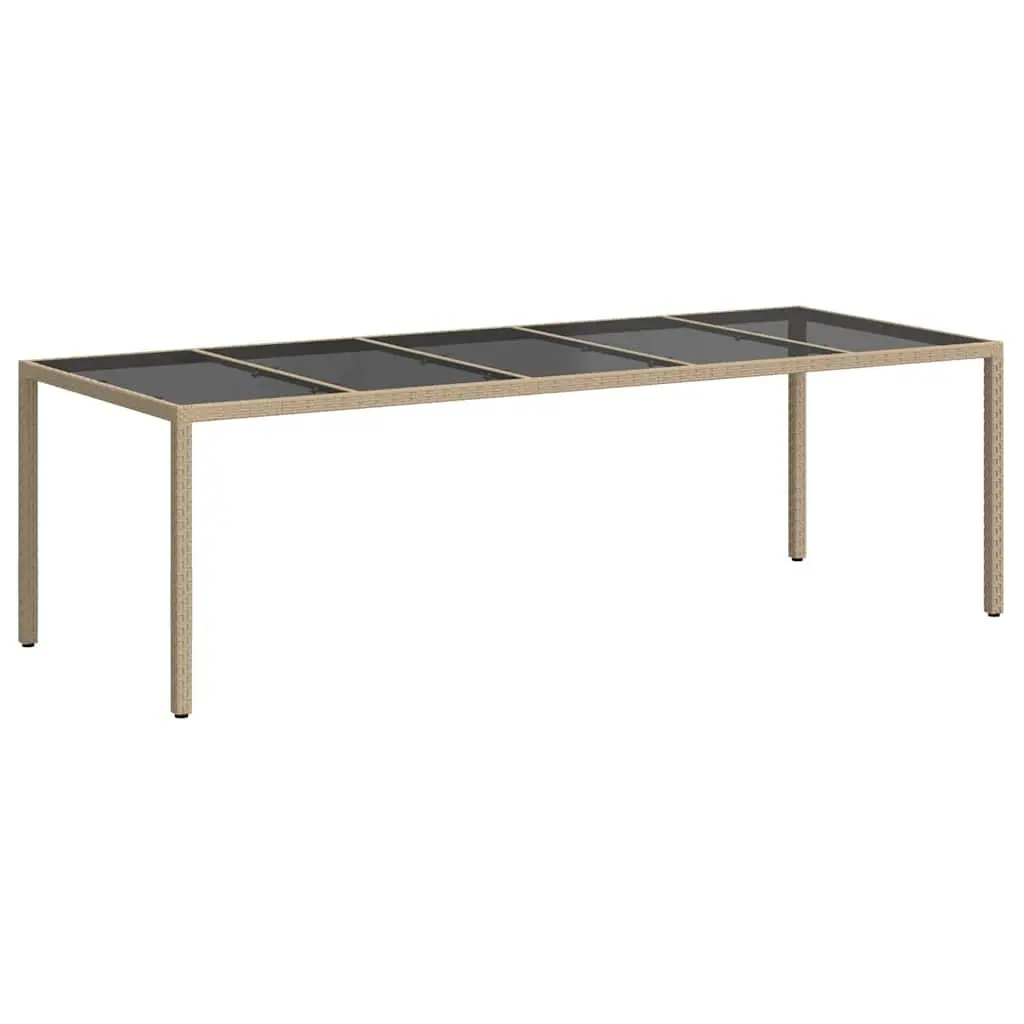 Garden Dining Table Poly Rattan Steel Frame 250x100x75cm Beige