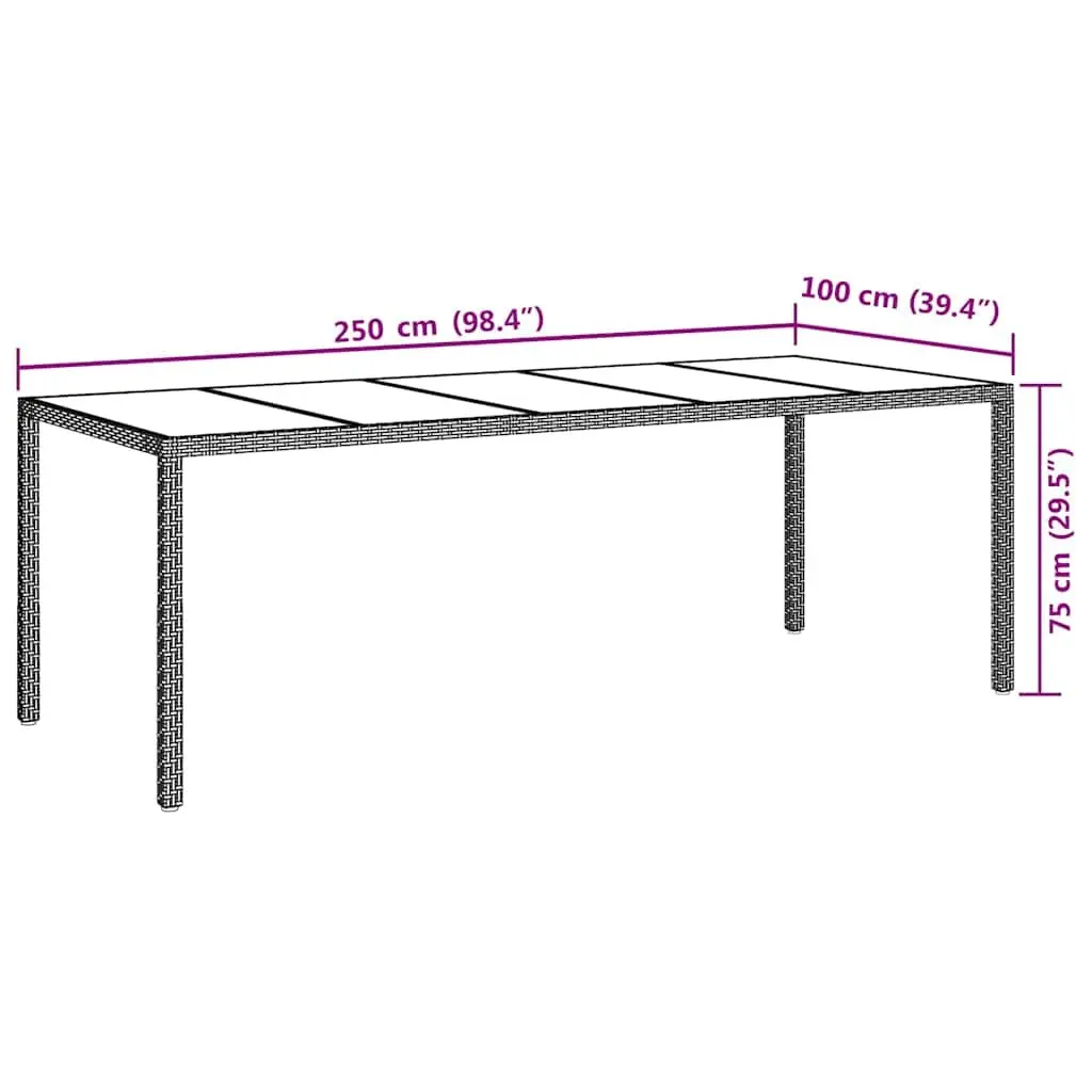 Garden Dining Table Poly Rattan Steel Frame 250x100x75cm Beige