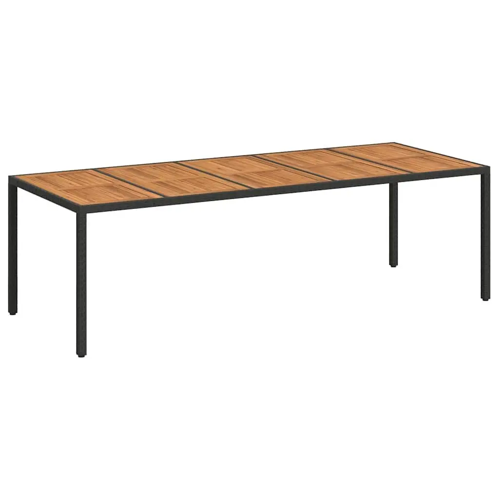 Outdoor Dining Table Black Poly Rattan 250x100x75cm Steel Frame Garden Furniture